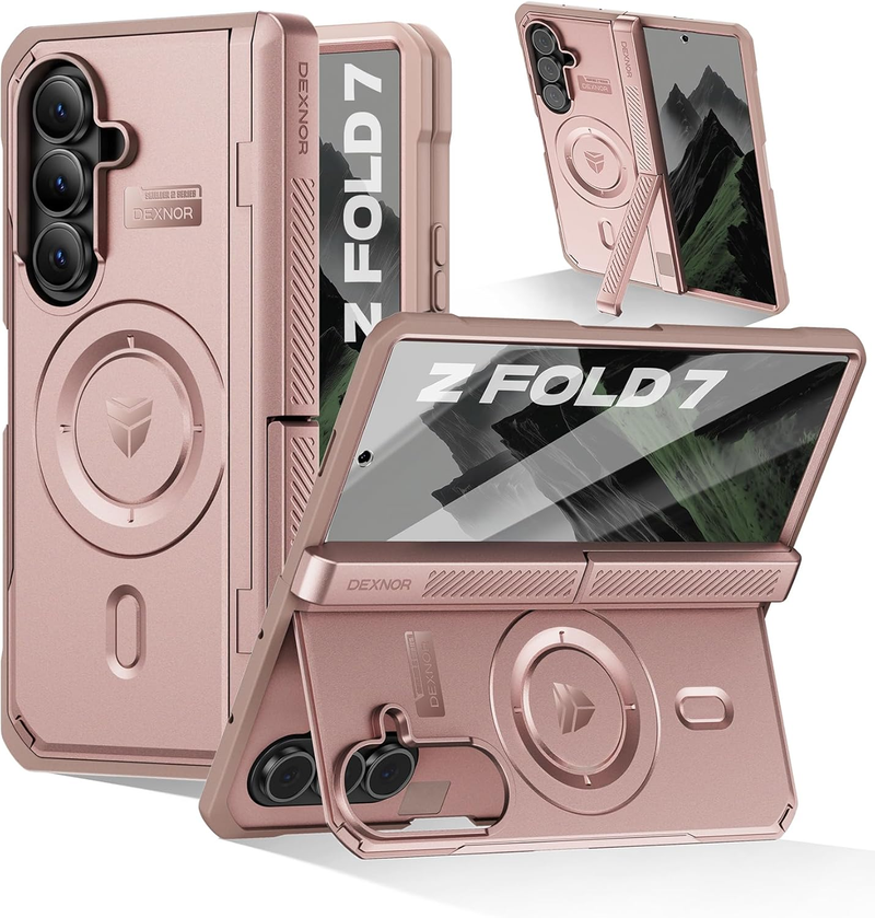 Load image into Gallery viewer, [Dual Kickstands &amp; Front Screen Protector &amp; Zipper Protection] Samsung Galaxy Z Fold7 Dexnor Military-Grade Magnetic Case With Shockproof Hinge Cover

