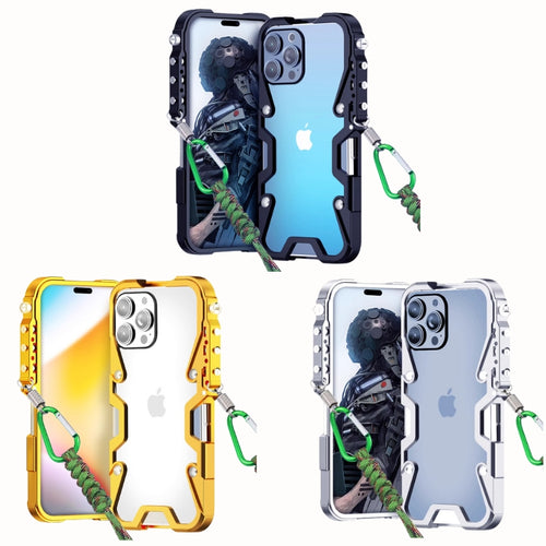 [With Lanyard] Apple iPhone 13 / Pro / Pro Max Metal Phone Border Mechanics Series Case