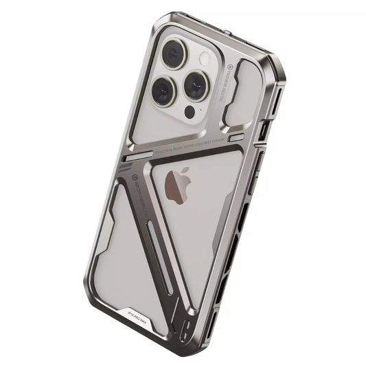 [With Lanyard Hole] Apple iPhone 16 / Pro / Pro Max Luxury Titanium Alloy Removable Armor Hollow Mechanics Series Case