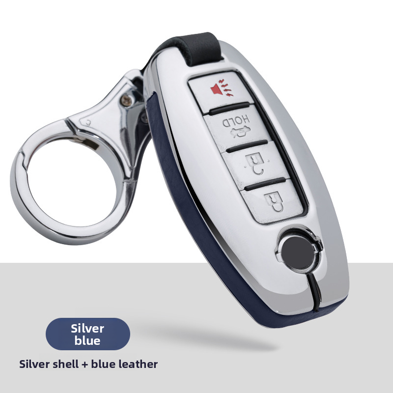 Load image into Gallery viewer, Nissan Zinc Alloy + PU Leather Car Key Fob Case Cover For Serena, Elgrand, Skyline, X-Trail, NoteCube,  March

