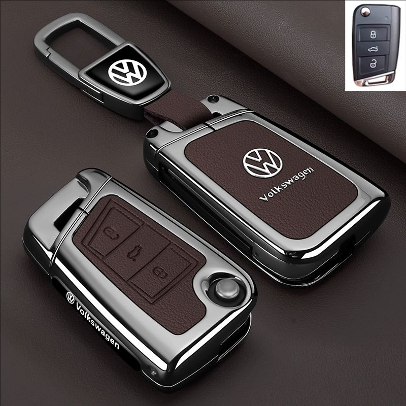 Load image into Gallery viewer, Volkswagen Premium Leather Protection Car Key Fob Case Cover For Lavida, Polo, Lamando L, Passat, ID.3, T-Cross, ID.4 X, Tiguan X

