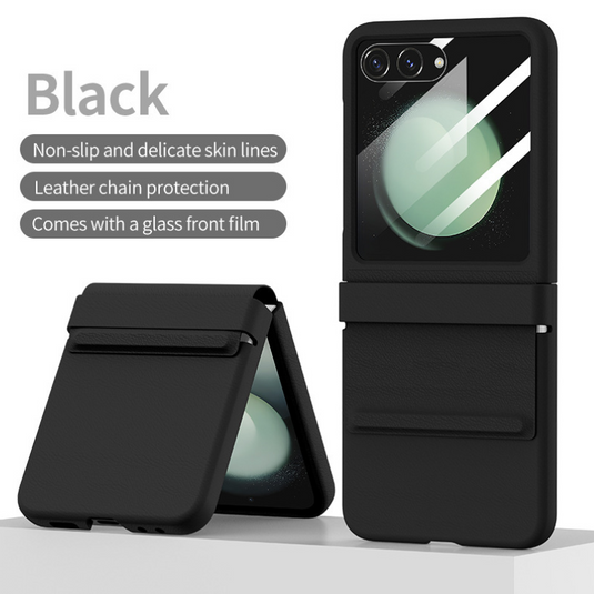 [Built-in Screen Protector] Samsung Galaxy Z Flip 5 SM-F731 Leather Hinge Full-cover Shockproof Essentials Series Case