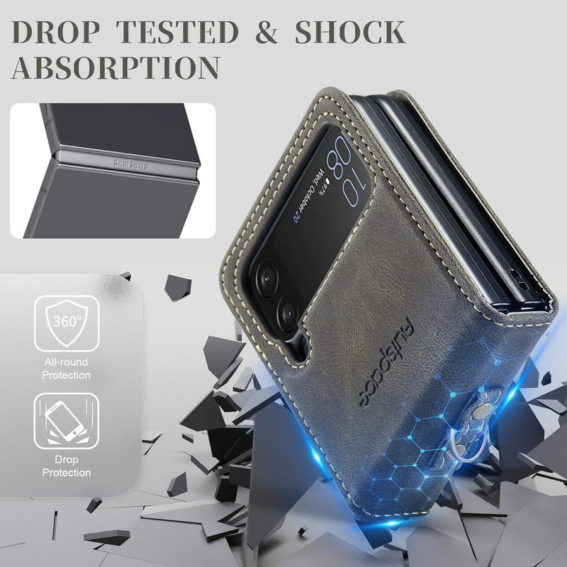 Load image into Gallery viewer, [With Hand Strap] Samsung Galaxy Z Flip4 SM-F721 Luxury PU Leather Wallet Protective Case
