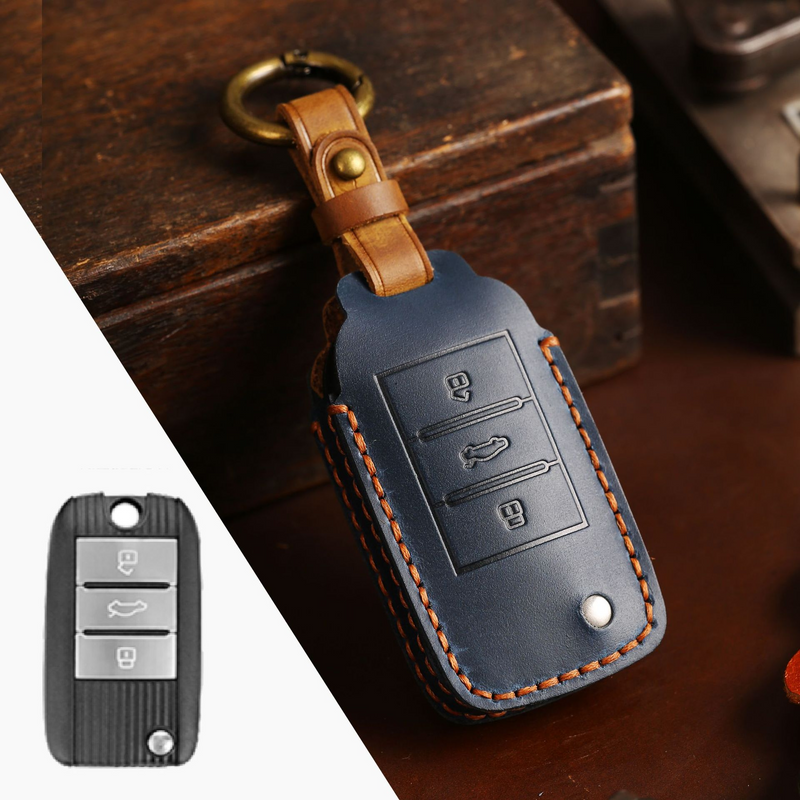 Load image into Gallery viewer, Roewe Handcrafted Genuine Leather Car Key Fob Case Cover For Roewe i5, Ei6 Max, RX3, RX5 Plus
