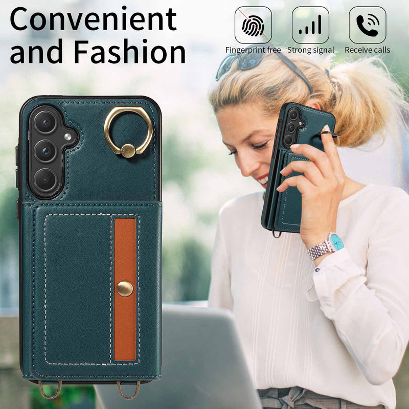 Load image into Gallery viewer, [With Ring Bracket][With Card Holder] Samsung S25/Plus/Ultra - Two-tone PU Leather Wallet Series Case

