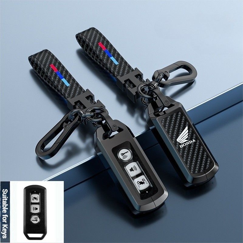 Load image into Gallery viewer, Honda Motorcycle Zinc Alloy + Carbon Fiber Texture Car Key Fob Case Cover For PCX 125, PCX 150, PCX 160, X-ADV, Forza 125, Forza 300, Forza 350, Forza 750, SH125, SH150, SH300, SH350, Scoopy
