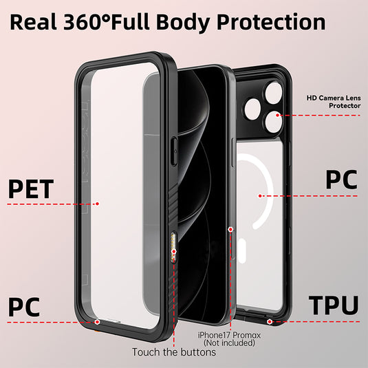 [FM Series] Apple iPhone 17/Air/Pro/Pro Max - Redpepper Full Covered Waterproof Heavy Duty Tough Armor Case