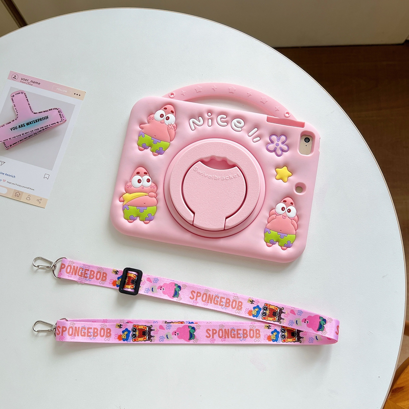 Load image into Gallery viewer, [Built-in Ring Holder][With Pen Slot] Apple iPad 5/6 9.7&#39;&#39; 5/6th Gen (2017/2018) SpongeBob Cartoon Silicone Anti-Drop Protective Case
