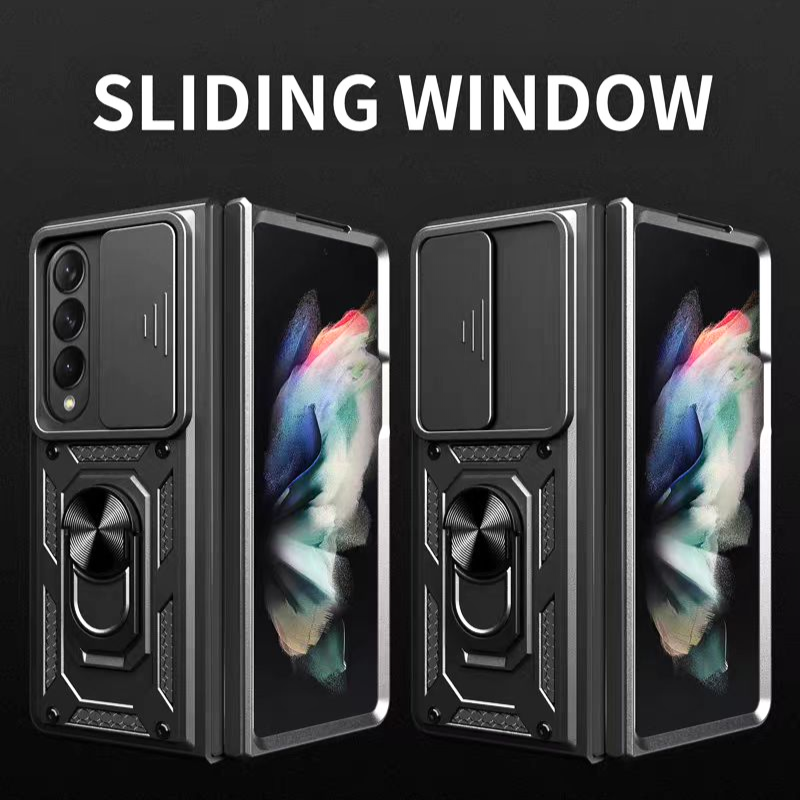 Load image into Gallery viewer, [Built-in Ring Bracket][With Slide Len Cover] Samsung Galaxy Z Fold 6 SM-F956 TPU Magnetic Heavy Duty Series Case
