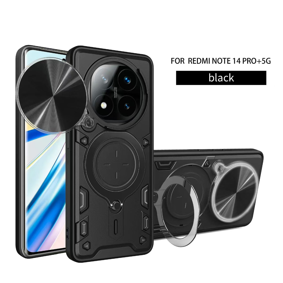 [With Slide Lens Cover][Built-in Stand] Xiaomi Redmi Note 14 Pro+ 5G TPU Shockproof Stand Series Case - i-Station Mobile Phone & Electronic Device Repair and Accessories