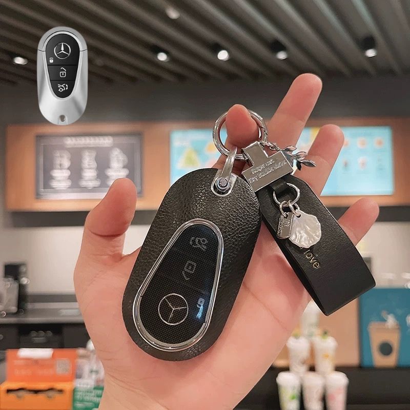 Load image into Gallery viewer, Mercedes Benz Stylish Elegant PU Leather Protection Car Key Fob Case Cover For Benz A, C, E, S-Class, GLC, GLE, GLS, GLS, EQC, EQS

