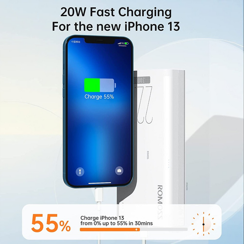 Load image into Gallery viewer, Romoss Sense8F 22.5W 30000mAh Super Fast Charge Power Bank - White
