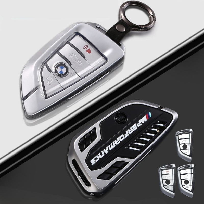 Load image into Gallery viewer, BMW Carbon Fiber Metal Protective Car Key Fob Case Cover For 1, 3, 4, 5, 6 Series, X3, X5, X6, X7
