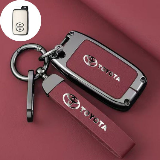 Toyota Full Metal  Coverage + PU Leather Car Key Fob Case Cover For Corolla, Camry, Prado, Avalon