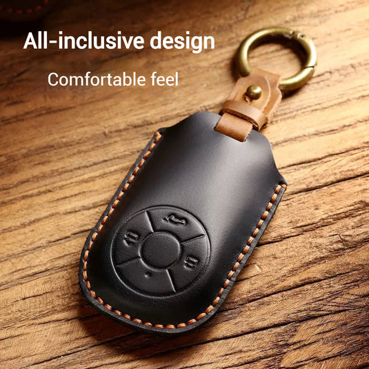 Great Wall Handcrafted Genuine Leather Car Key Fob Case Cover For ORA Good Cat, Lightning Cat, Black Cat, Ballet Cat, Good Cat GT, White Cat