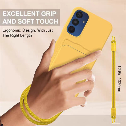 [Built-in Card Slot] Samsung Galaxy A56 - Liquide Silicone Shockproof Case With Lanyard