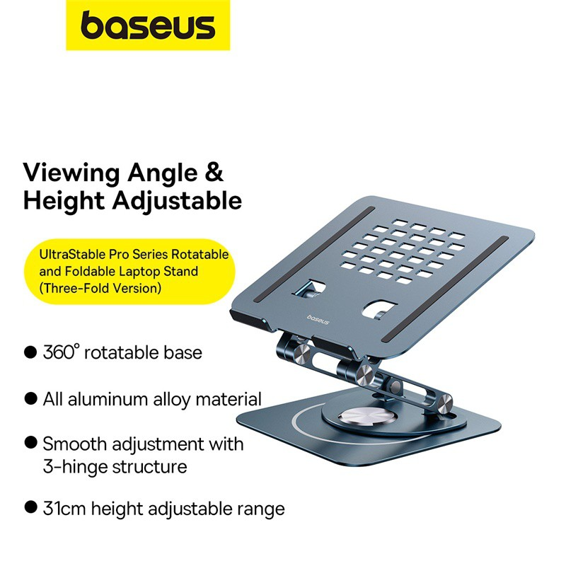 Load image into Gallery viewer, Baseus UltraStable Pro Series Rotatable and Foldable Laptop Stand (Three-Fold Version) Space Grey
