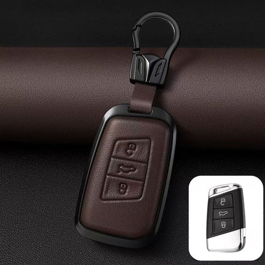 Volkswagen Zinc Alloy + PU Leather Car Key Fob Case Cover For Golf 7, Golf 8, Tiguan, Jetta, Passat, Lamando L, ID.3, ID.4,  ID.5, ID.6