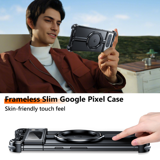 [Magsafe Compatible] Google Pixel 9/Pro/XL - Metal Bumper Frameless Magnetic Stand Mechanics Series Case