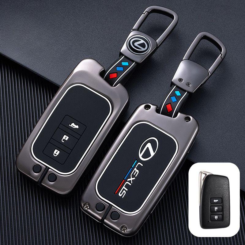 Load image into Gallery viewer, Lexus Metal Shell &amp; Soft Silicone Car Key Fob Case Cover For ES200, NX 300h, RX 300, LM, LS500h, LX 570

