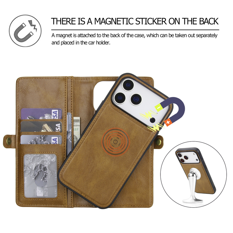Load image into Gallery viewer, [Magsafe Compatible][With Card Slot] Apple iPhone 17/Air/Pro/Max Detachable PU Leather Flip Wallet Shockproof Case
