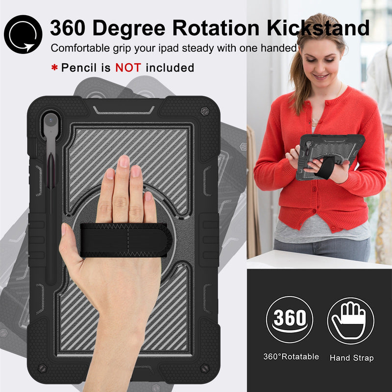 Load image into Gallery viewer, [Built-in Stand] Samsung Galaxy Tab S10 FE Plus (2025) 13.1&quot; - 360 Degree Rotating Shockproof Protection Case With Hand &amp; Shoulder Strap
