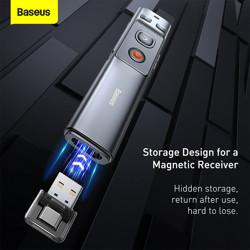 Load image into Gallery viewer, Baseus Orange Dot Wireless Presenter (Red Laser) (Charging Version) - Grey - i-Station Mobile Phone &amp; Electronic Device Repair and Accessories
