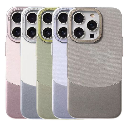 Apple iPhone 12/Pro/Pro Max Flannel Splicing Leather Texture Matte Full-coverage Shockproof Essentials Series Case