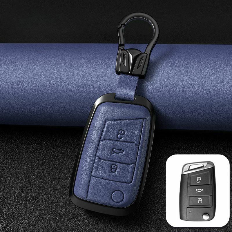 Load image into Gallery viewer, Volkswagen Zinc Alloy + PU Leather Car Key Fob Case Cover For Golf 7, Golf 8, Tiguan, Jetta, Passat, Lamando L, ID.3, ID.4,  ID.5, ID.6
