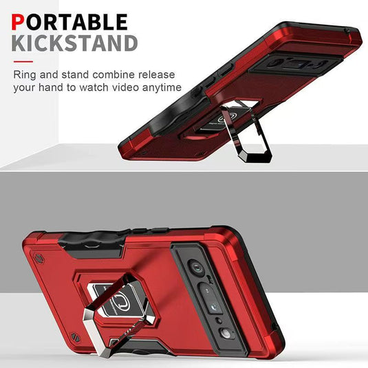 [Built-in Ring Stand] Google Pixel 7/A/Pro  Dual Layer Hybrid Shockproof Armor Defender Heavy Duty Series Case