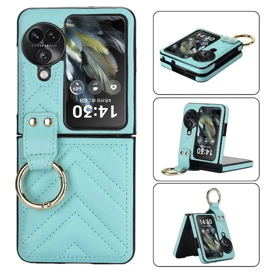 [With Metal Buckle] OPPO Find N2 Flip (CPH2437/PGT110) Leather Luxury Shockproof Essentials Series Case