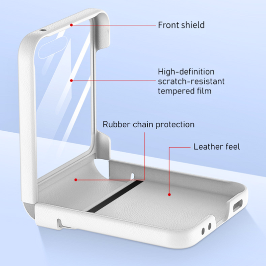 [Built-in Screen Protector] Samsung Galaxy Z Flip 5 SM-F731 Leather Hinge Full-cover Shockproof Essentials Series Case