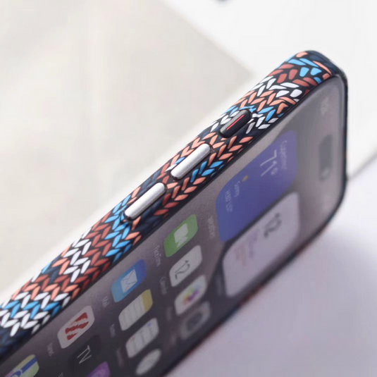 [Magsafe Compatible] Apple iPhone 16/Pro/Pro Bohemian Woven Pattern Shockproof Essentials Series Case