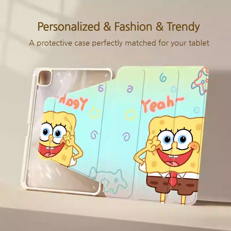 Load image into Gallery viewer, [Built-in Pen Slot] Apple iPad Air 11-inch M2/M3 (2024/2025) SpongeBob Smart 360° Degree Rotate Stand Shockproof Flip Cover Case
