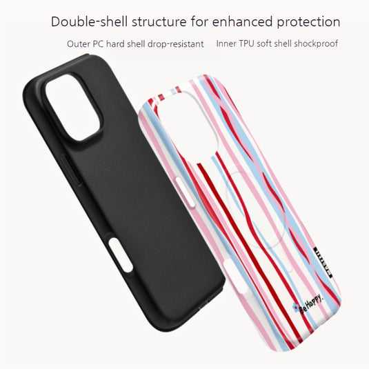[Magsafe Compatible] Apple iPhone 17/Air/Pro/Max - Minimalist Stripe Shockproof Stand Case
