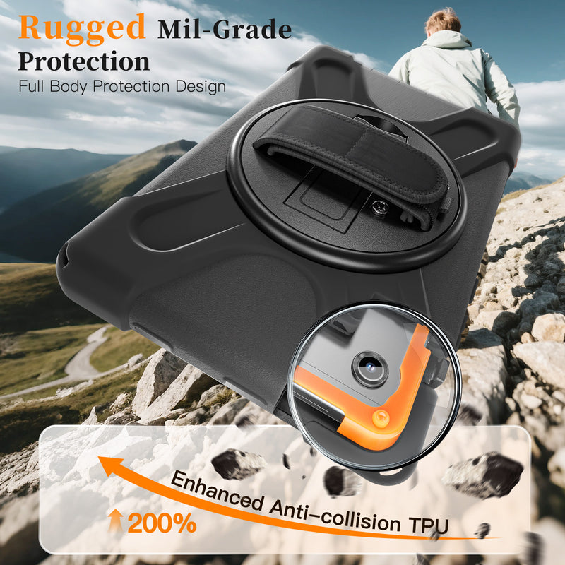 Load image into Gallery viewer, Samsung Galaxy Tab A11  (2025) 8.7&quot; - Heavy Duty 360 Degree Rotate Stand Hand Strap Case With Shoulder Strap
