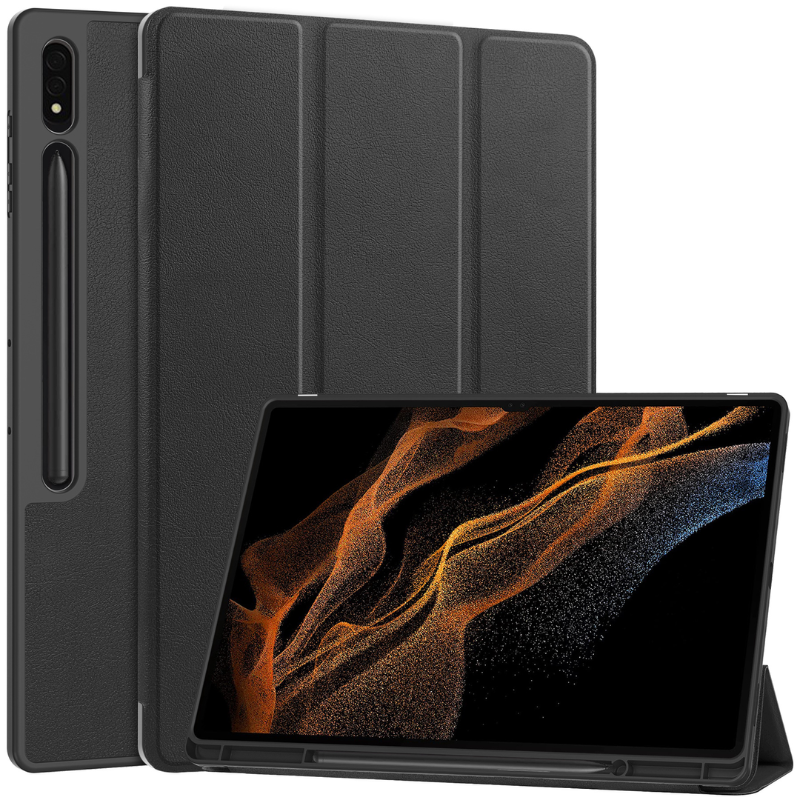 Load image into Gallery viewer, [With Pen Slot] Samsung Galaxy Tab S9 Ultra 14.6’’ 2023 (X910) Tri-fold TPU Leather Soft Case
