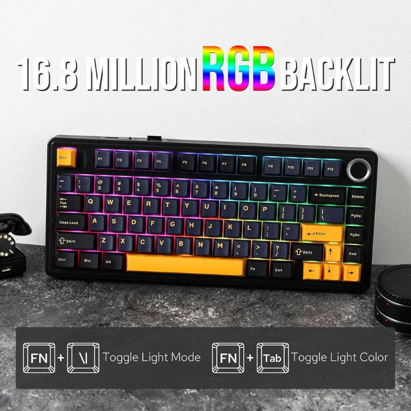 Aula F75 Gasket Mechanical Keyboard, 75% Wireless Hot Swappable Gaming Keyboard with Five-Layer Padding&Knob, Bluetooth/2.4GHz/USB-C, RGB - i-Station Mobile Phone & Electronic Device Repair and Accessories