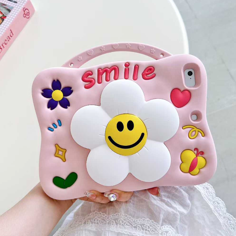 Load image into Gallery viewer, [With Pen Slot][Shoulder Strap] Apple iPad 5/6 9.7&#39;&#39; 5/6th Gen (2017/2018) Flower Silicone Full-Protection Shockproof Stand Case
