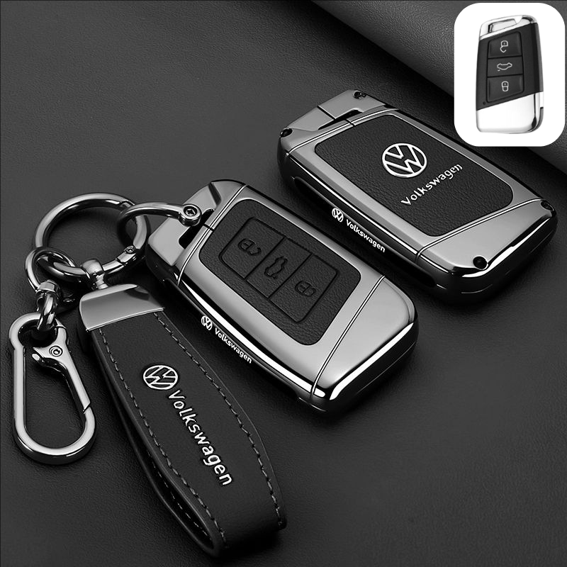 Load image into Gallery viewer, Volkswagen Premium Leather Protection Car Key Fob Case Cover For Lavida, Polo, Lamando L, Passat, ID.3, T-Cross, ID.4 X, Tiguan X
