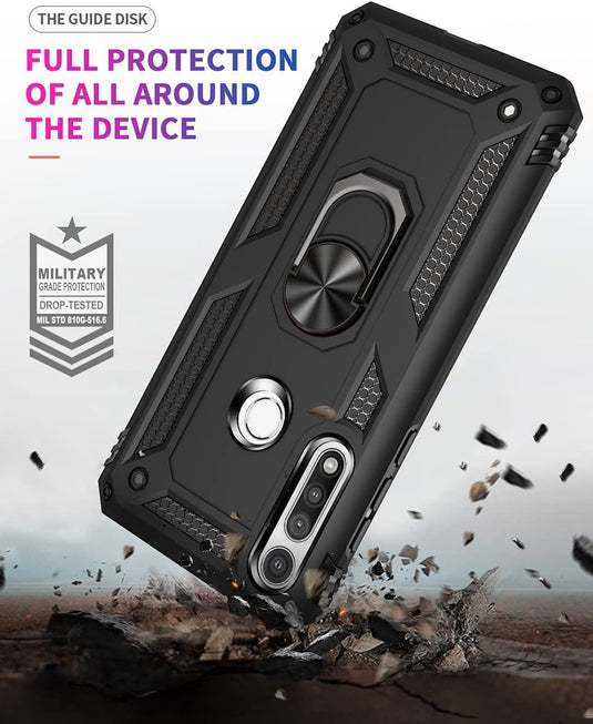 [Magnetic Ring Kickstand] Motorola Moto G Fast - Shield Shockproof Rugged Heavy Duty Case  With 2PC 9H Glass Screen Protector