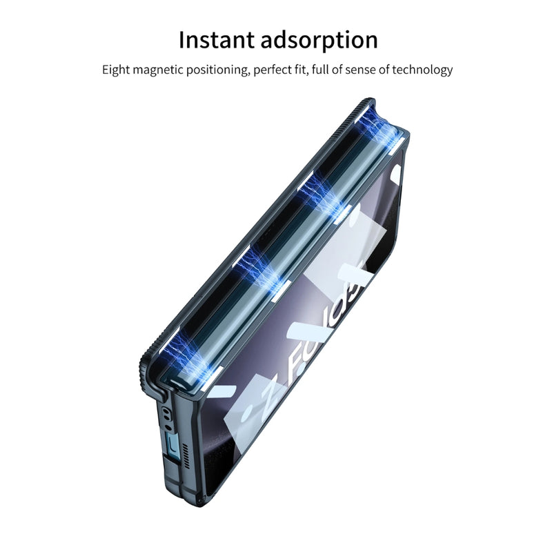 Load image into Gallery viewer, [With Pen Slot] [With Stand] Samsung Galaxy Z Fold 5(SM-F946) - Foldable Magnetic S Pen Creative Storage Armor Protective Case
