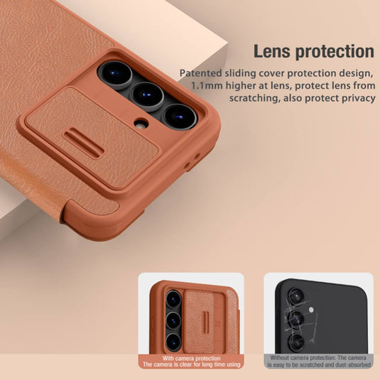 Samsung Galaxy S24 FE - NILLKIN Qin Pro Series Sliding Camera Cover Design Leather Phone Case