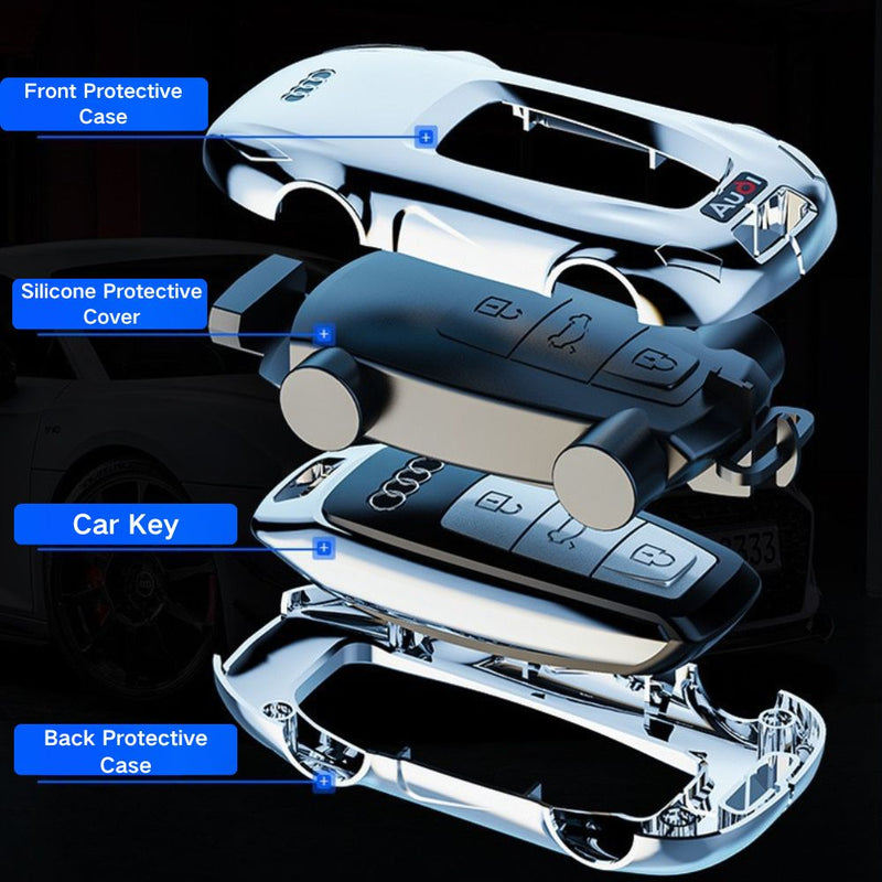 Load image into Gallery viewer, Audi Zinc Alloy Silicone Car Key Case For A3, A4, A5, A6, A8, Q2, Q5, Q7, Q8, e-tron
