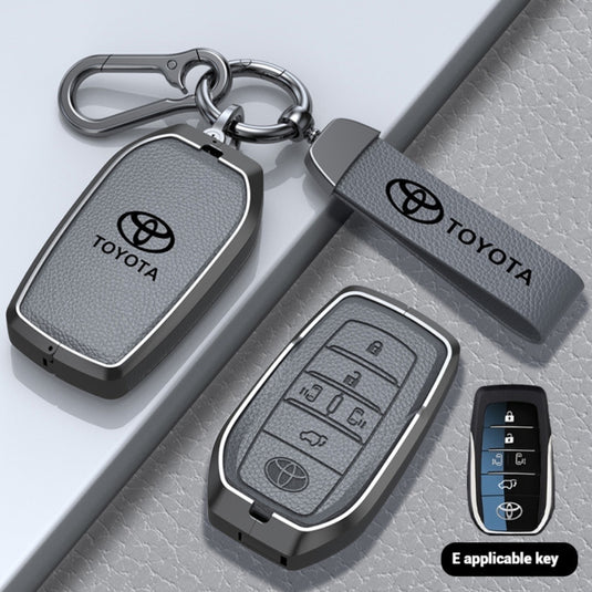 Toyota Zinc Alloy with Genuine Leather Full-Coverage Key Protective Case For RAV4, Camry, C-HR, Corolla, Prado, Prius