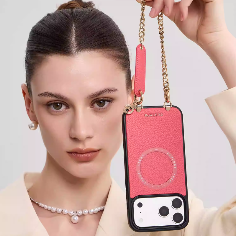 Load image into Gallery viewer, [Magsafe Compatible] Apple iPhone 17/Pro/Pro Max - Custype Portable Premium Leather Protective Case with Chain
