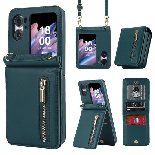 [With Shoulder Strap] OPPO Find N2 Flip (CPH2437, PGT110) - PU leather Crossbody Wallet Style Shockproof Phone Case