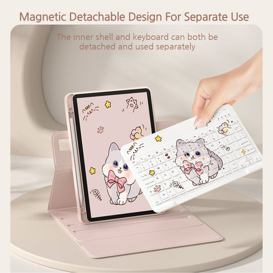[With Backlit] Apple iPad Pro 11-inch M4/M5 (2024/2025) - Cartoon Rotation Magnetic Adsorption Keyboard Case - i-Station Mobile Phone & Electronic Device Repair and Accessories