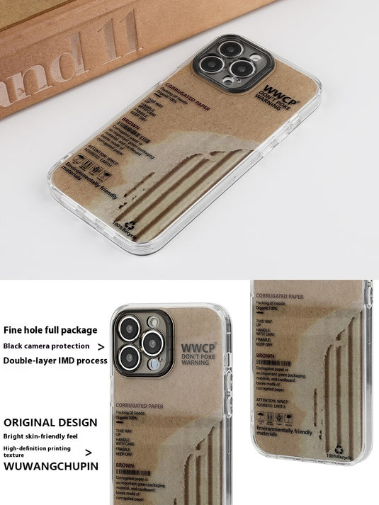 Apple iPhone 13/Pro/Pro Max brown vintage kraft paper English label design style Shockproof Fashion Series Case