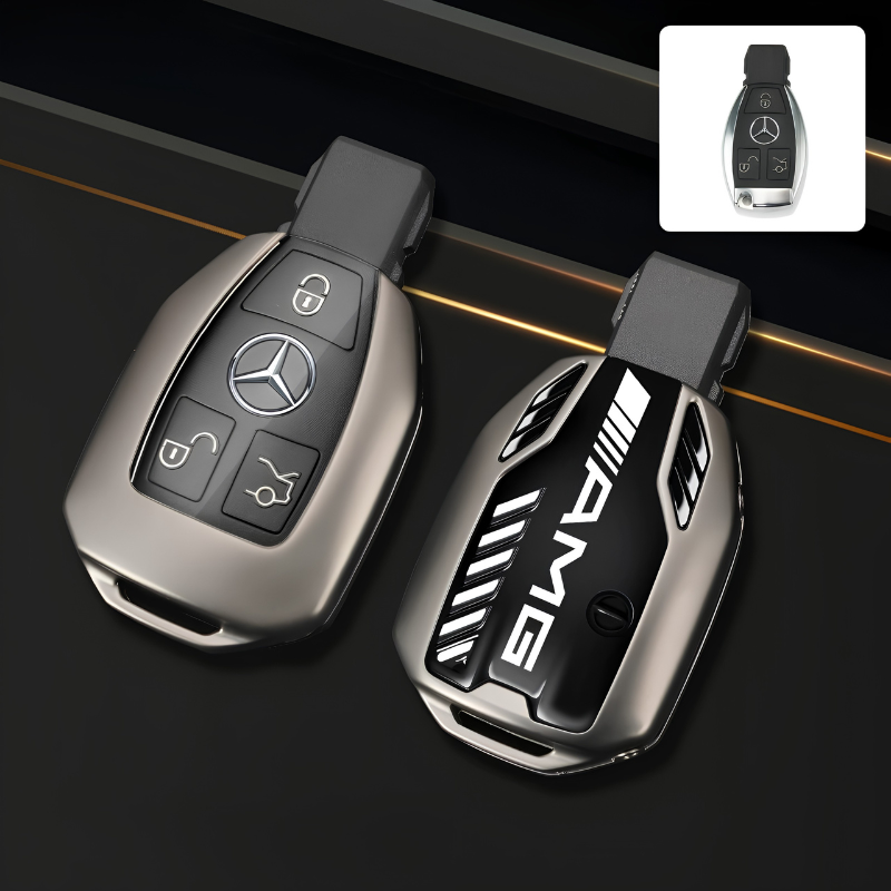 Load image into Gallery viewer, Mercedes Benz Carbon Fiber Metal Protective Car Key Fob Case Cover For Benz A, B, C, E, GLC, GLE - i-Station Mobile Phone &amp; Electronic Device Repair and Accessories
